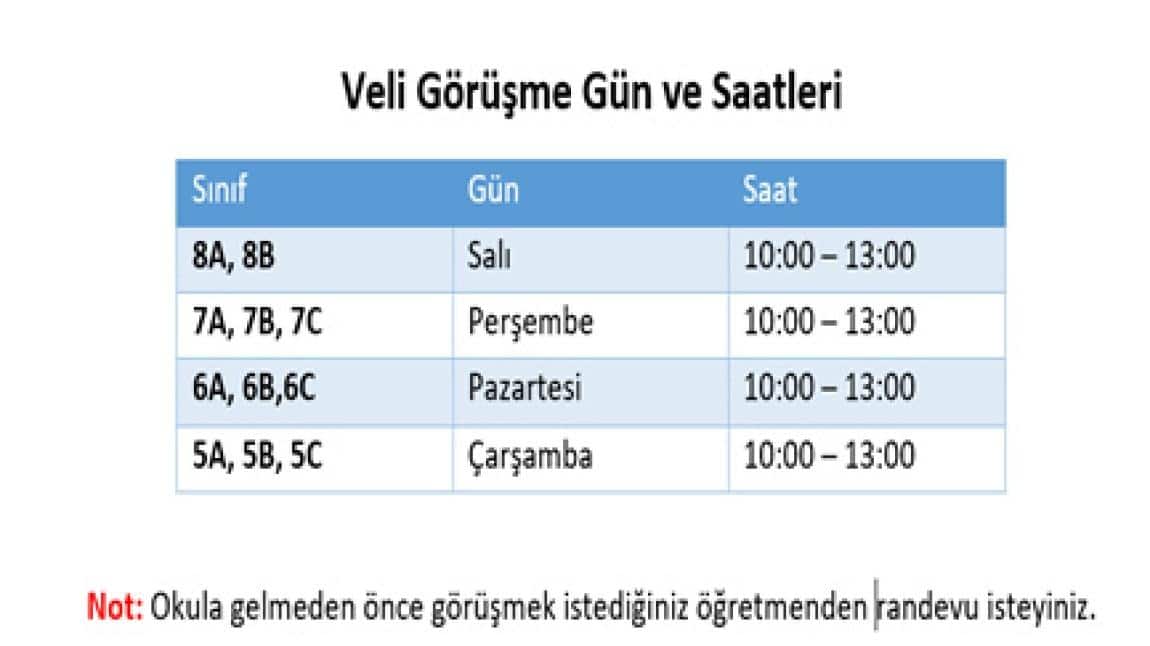 Veli Görüşme Gün ve Saatleri